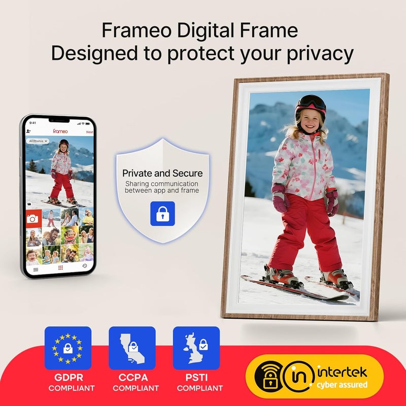 MaxAngel Frameo 10.1" Digital Picture Frame, Smart WiFi Digital Photo Frame with 1280x800 HD IPS Touch Screen 32GB Storage Auto-Rotate Wall Mounted, Share Photos/Videos Remotely(Brown&White) - Image 5